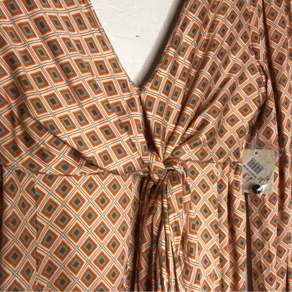 Free People It Takes Two ivory cream blue orange geometric dress size Small NWT - Picture 11 of 16